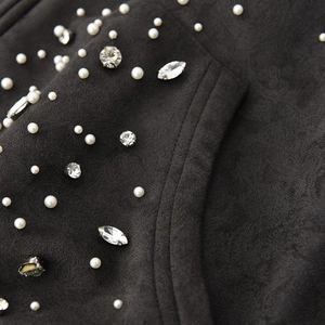 Sweat à capuche personnalisé avec strass, streetwear unisexe, sweat à capuche surdimensionné avec fermeture éclair, strass et perles, pour hommes - Product Image 3
