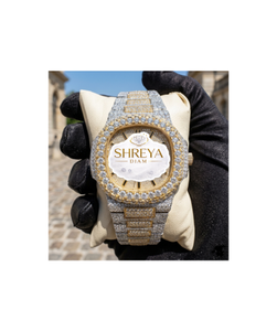 Reloj de Lujo con Cristal de Cuarzo y Diamantes Moissanite, Acero Inoxidable, Resistente al Agua 10m, Fecha Automática, Números Romanos, Suministro Directo de Fábrica - Product Image 3