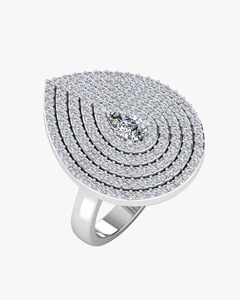 Bague Statement en Moissanite pour Homme en Argent, Bijou de Luxe Audacieux avec Solitaire Central Taillé Poire Ancré et Plaqué Rhodium - Product Image 1