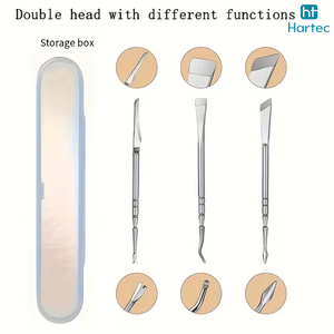 3 Pcs Stainless Steel Manicure Set, Featuring a Double-Head Cuticle Pusher And Storage Box Professional Nail Cuticle Pusher <b>Tool</b> - Product Image 3