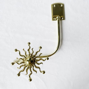 Elegant <b>Gold</b> Sunburst <b>Curtain</b> <b>Holdback</b> Hook Decorative Wall Mounted Drapery Holder For Special Occasion And Home Decor Styling - Product Image 1