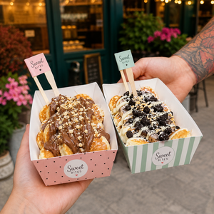Contenedor de Aperitivos Desechable Ecológico y Biodegradable a Bajo Precio, Plato de Papel para Lukumades, Bandeja con Logotipo Personalizado, Caja de Papel para Waffles Franceses - Product Image 4