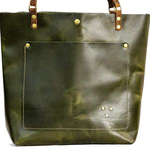 Vintage Genuine Leather <b>Tote</b> <b>Bag</b> Large Capacity Shoulder Handbag Zipper Closure Custom Color Logo for Daily Travel - Product Image 2