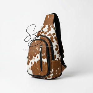 Handmade Genuine Leather Hair-On Hide Sling Bag Crossbody Chest Bag Unisex Mini Backpack Single <b>Strap</b> <b>Shoulder</b> Bag Travel - Product Image 3