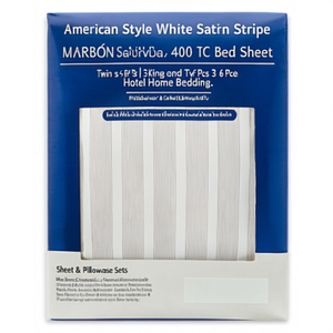 Juego de Sábanas de Satén Blanco Estilo Americano con Rayas, 400 Hilos, Incluye 6 Piezas para Cama King Size y 3 Piezas para Cama Twin Size, Ropa de Cama para Hotel y Hogar - Product Image 1