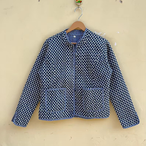 Indian Handmade 100% Cotton Eco-Friendly Autumn <b>Winter</b> <b>Quilted</b> Anti-Wrinkle Breathable Front Pocket Regular Jacket Waistcoat - Product Image 1