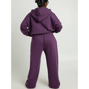 2026 Autumn Winter Women Wide Leg Pants Wholesale Activewear <b>Drawstring</b> Waist Bottom Organic Cotton Jogging <b>Trouser</b> - Product Image 5