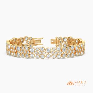 สร้อยข้อมือเทนนิสโมอิสซาไนต์สีทองสำหรับผู้หญิง สร้อยข้อมือแบบโซ่และแบบเชื่อมต่อหลายแถว เครื่องประดับแฟชั่นสุดหรู ชุดของขวัญวันครบรอบสุดสง่างาม - Product Image 1