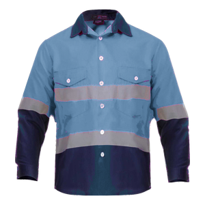 เสื้อทำงานสะท้อนแสง Hi VIS สีสะท้อนแสงสีกรมท่าขนาดเล็กมองเห็นได้ชัดเจน - Product Image 1