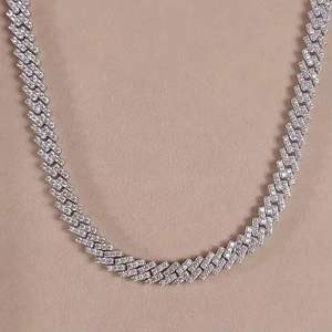 Collier Chaîne Cubaine Hip Hop Iced Out en Argent Sterling 925 avec Micro-Pavé de Diamants Blancs, Bijou Tendance - Product Image 4