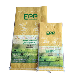 Sac en PP tissé BOPP de qualité alimentaire pour riz, avec soufflet, durable, 10-25 kg, pour céréales et riz, design personnalisé imprimé pour emballage en vrac - Product Image 1