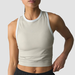 Camiseta sin mangas acolchada para mujer con sujetador incorporado, estilo crop, para fitness, entrenamiento, actividades al aire libre y running. - Product Image 1