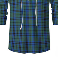 Kemeja Kilt Jacobite Terlaris Campbell Motif Tartan Kuno Lengan Panjang dengan Tali Serut Kostum Bajak Laut Abad Pertengahan