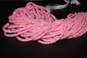 Perle de rondelle lisse d'opale éthiopienne rose naturelle 3-5mm 16 pouces perles d'opale de feu pour la fabrication de bijoux - Product Image 3