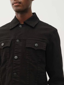Blouson moto en jean délavé L&H grande taille pour homme, style décontracté vintage 3D, en denim de coton fini, collection automne - Product Image 4