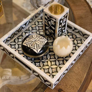 Usine Offre Spéciale Ramadan Cadeau Blanc Floral Design Résine Incrustation Bois En Gros Attrayant À La Main Bois Résine Incrustation Floral Plateau - Product Image 4