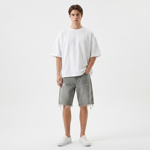 Shorts Bermuda en jean coupe bootcut vintage unisexe personnalisables pour votre marque, taille mi-haute, boutonnés sur le devant, en tissu à séchage rapide, pour l'été, vente en gros, taille moyenne - Product Image 1