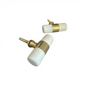 Poignée de meuble de cuisine minimaliste en marbre blanc de luxe AG Elements |   Quincaillerie de tiroir moderne en pierre 5 cm - Product Image 1