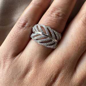 Anillo minimalista de moissanita con corte redondo estilo hoja para mujer, plata 925 original, regalo sorpresa para boda, joyería para pareja - Product Image 2