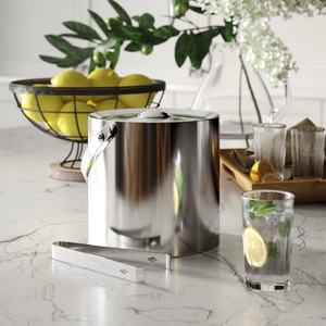Seau à glace rond en métal avec poignées, bac à boissons argenté pour vin et champagne - Product Image 6
