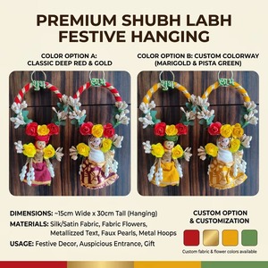 Adorno de Pared de Plástico Hecho a Mano con Diseño Floral de Shubh Labh, Decoración Tradicional India para el Hogar, para Bodas y Diwali - Product Image 2