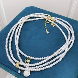 Collar de Perlas de Agua Dulce Redondas Impecables de 3-4 mm, Estilo Europeo y Americano, Cadena con Fragancia, Joyería para Hombre y Mujer - Product Image 1