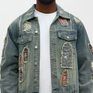 Conjunto de Chaqueta y Pantalones de Mezclilla Cruda Casual de Invierno para Hombre, Personalizado y Cómodo, Estilo Vintage - Product Image 6