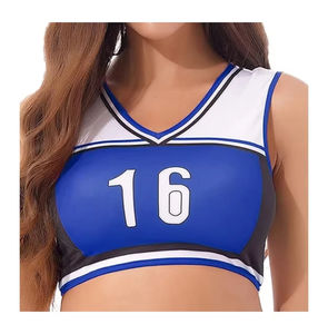 Costume de danse de cheerleading pour femmes et filles, robe plissée sans manches à col imprimé, ensemble uniforme de cheerleader - Product Image 3