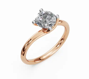 Bague solitaire classique en diamant de laboratoire rond, sertie d'une seule pierre de 0,300 carat taille brillant, dans un sillage de bande en or intemporel. - Product Image 5