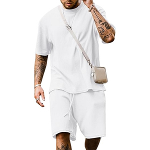 Custom Men Summer <b>Set</b> Manufacturer Cotton Cargo Shorts T Shirt Casual OEM Private Label Bulk - Product Image 1
