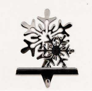 Snowflake Christmas Stocking Hanger For Mantle Chrome Finished 3D Metal <b>Weighted</b> Stocking Hook <b>Stand</b> For Festive Fireplace Decor - Product Image 1