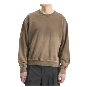 Sweat-shirt personnalisé surdimensionné à col rond, manches longues, tricoté, couleur unie, style décontracté d'automne pour hommes - Product Image 3