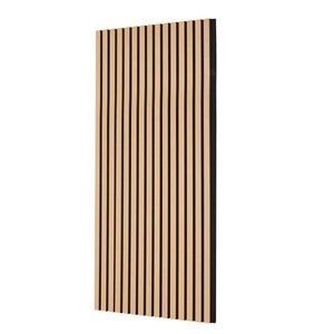 Decorazione da parete moderna luce rovere pannelli acustici 23.6X47.2 pollici legno a doghe per scopi decorativi - Product Image 1