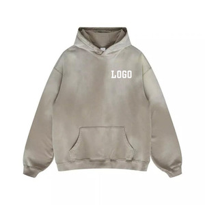 Sudadera con capucha para hombre, estilo vintage, lavado ácido, diseño desgastado, corte holgado, tejido suave, con capucha ajustable y bolsillo canguro. - Product Image 1