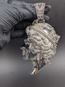 Colgante de Lujo Hip Hop con Cabeza de Reina y Corona, Chapado en Rodio Plateado, con Moissanita 925 y Piedras Incrustadas - Product Image 6