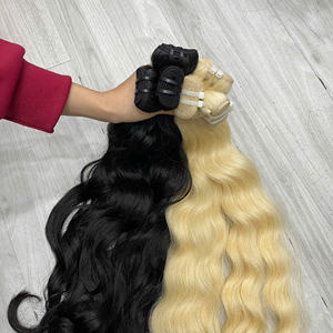 Extensions de cheveux naturels bruts vietnamiens blonds 613 de qualité supérieure, tissages de cheveux ondulés naturels, doux et soyeux - Product Image 4