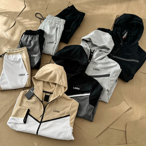 Best Selling High Quality Custom 100% Cotton Zipper Tracksuit Sweatsuit Blank Unisex Hoodie and <b>Sweatpants</b> <b>Set</b> - Product Image 2