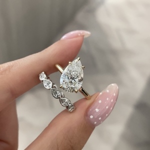Bague de fiançailles solitaire en diamant poire de 2,82 carats en or jaune 14 carats, certifiée IGI, bague de mariage - Product Image 1