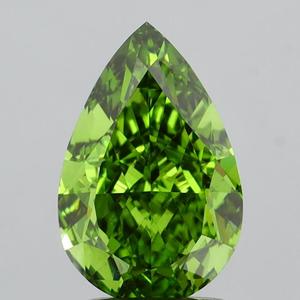 2.00ct Fancy Vivid Green VVS2 Cut Pear Shape Lab Grown Diamond CVD Filled IGI Certified <b>Model</b> EC017735 for Jewelry Making - Product Image 1