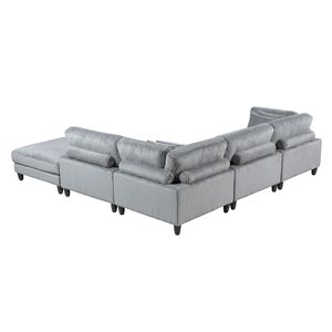 5 pezzi grigio velluto a coste Set componibile componibile 2x poltrone senza braccia 2x sedili angolari 1x cuscini ottomani divani soggiorno - Product Image 5