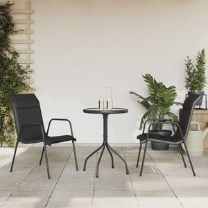 Set da pranzo Patio in acciaio nero 3 pezzi per uso giardino - Product Image 1