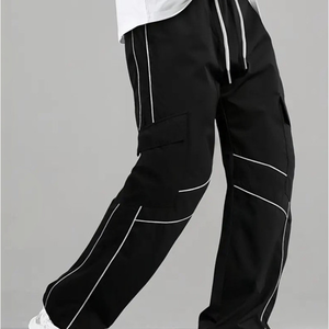 Pantalones unisex de pierna ancha estilo urbano, holgados, bordados, informales, gruesos, tipo jogger, streetwear, para hombre, personalizados - Product Image 3