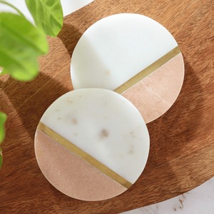 <b>Round</b> Stone Coasters Set Natural Pattern Non Slip <b>Mats</b> for Table Decoration - Product Image 4