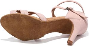 Chaussures de danse latine Baifa Danzo pour femmes, talons salsa, semelle en caoutchouc, satin, pour fêtes, mariages, performances professionnelles - Product Image 4