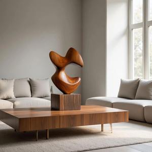 Pièce décorative en bois massif, figurine en bois naturel, finition bois naturel, artisanat en bois haut de gamme, accessoire d'intérieur de luxe, console moderne - Product Image 6