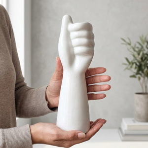 Modern Hand Shaped <b>Ceramic</b> Flower <b>Vase</b> 23cm White Decorative Tabletop <b>Vase</b> for Home Office Living Room Interior Decor - Product Image 5