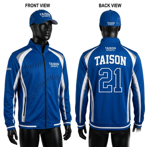 Veste d'entraînement de softball en tissu polyester interlock 240 GSM, respirante, séchage rapide, bleu royal, broderie par sublimation - Product Image 1
