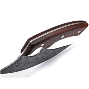 Couteau à découper en acier de Damas avec manche en bois, forgé à la main, ambidextre, lame de 4-5,9 pouces, finition mate, style artisanal - Product Image 2