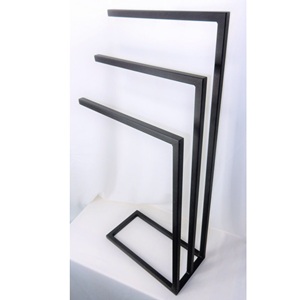 Porte-serviettes de luxe sur pied avec base en marbre et barre en acier inoxydable, support de serviettes de toilette moderne pour comptoir, neuf - Product Image 3