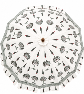 Sombrilla de Jardín Étnica India, Sombrilla de Patio Hecha a Mano, Poste de Acero, Uso Decorativo en Exteriores, 7 Pies de Altura y 6 Pies de Diámetro, B2B - Product Image 1